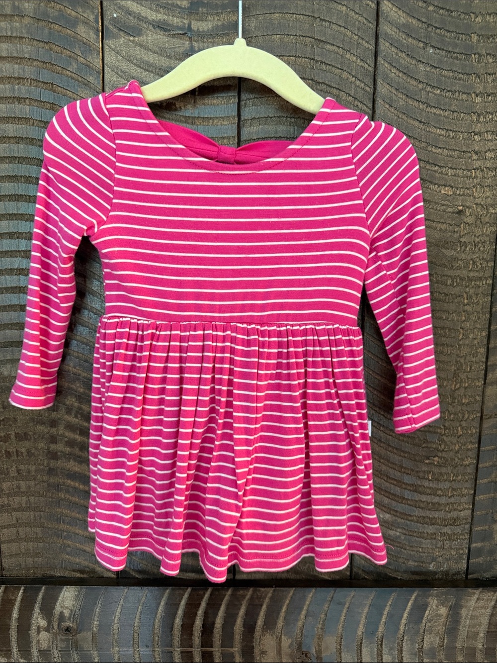 Little Sleepies Hot Pink and White Striped Long-Sleeve Dress